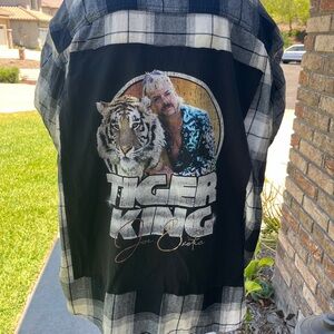 Tiger King Joe Exotic Upcycled Flannel Shirt Handmade Unisex Size 3XL